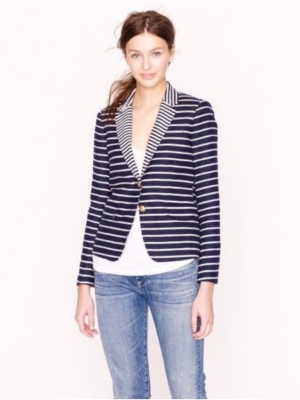 J.Crew Striped Schoolboy Blazer Blue White 4